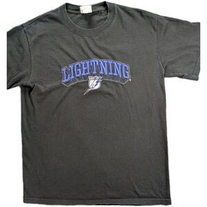 Tampa Bay Lightning Shirt Mens Large Black Embroidered NHL Lee Sports